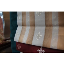 Tkanina stylowa pasy beż szer. 140 cm