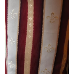 Tkanina stylowa pasy bordo szer. 140  cm